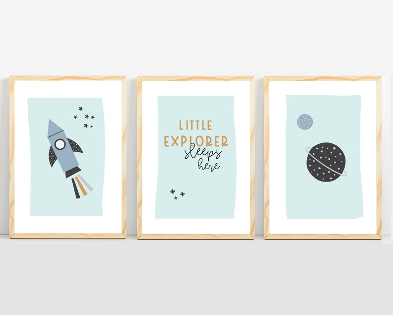 Little Explorer Nursery Wall Art Space Themed Nursery Prints Etsy