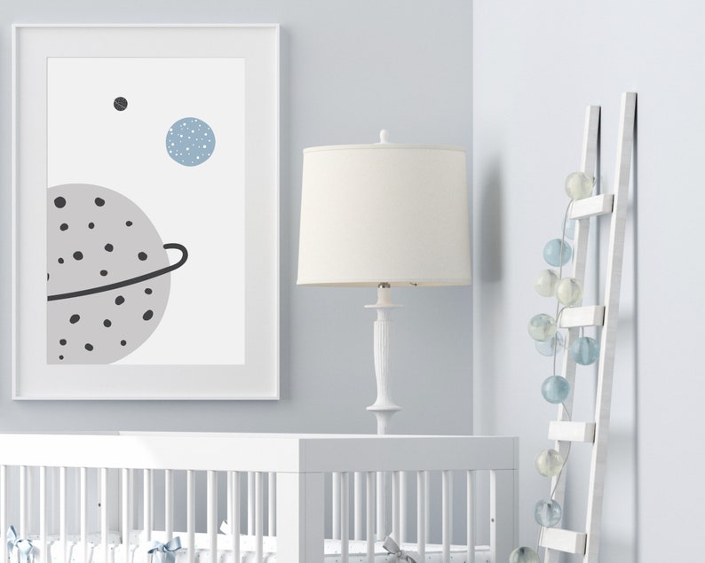 Space Nursery Art Outer Space Themed Nursery Wall Art Baby Boy Etsy