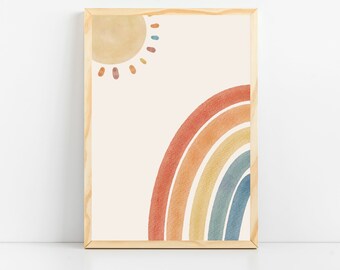 Boho Nursery Decor, Boho Nursery Print, Boho Nursery Rainbow Prints, Boho Nursery Wall Decor, Kids Room Art, Playroom Decor, Baby Girl Room