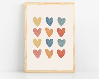 Boho Nursery Print, Boho Nursery Decor, Boho Heart Nursery, Boho Nursery Wall Decor, Kids Room Art, Playroom Decor, Baby Girl Room Pictures