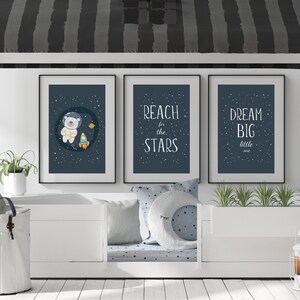 Outer Space Themed Nursery Wall Art Prints: Set of 3 Celestial Decor ...