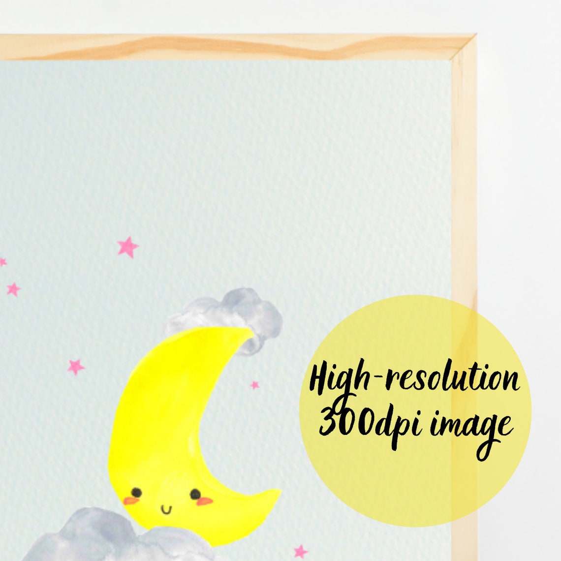 Moon and Stars Nursery Art Baby Room Wall Art Cute Moon Etsy