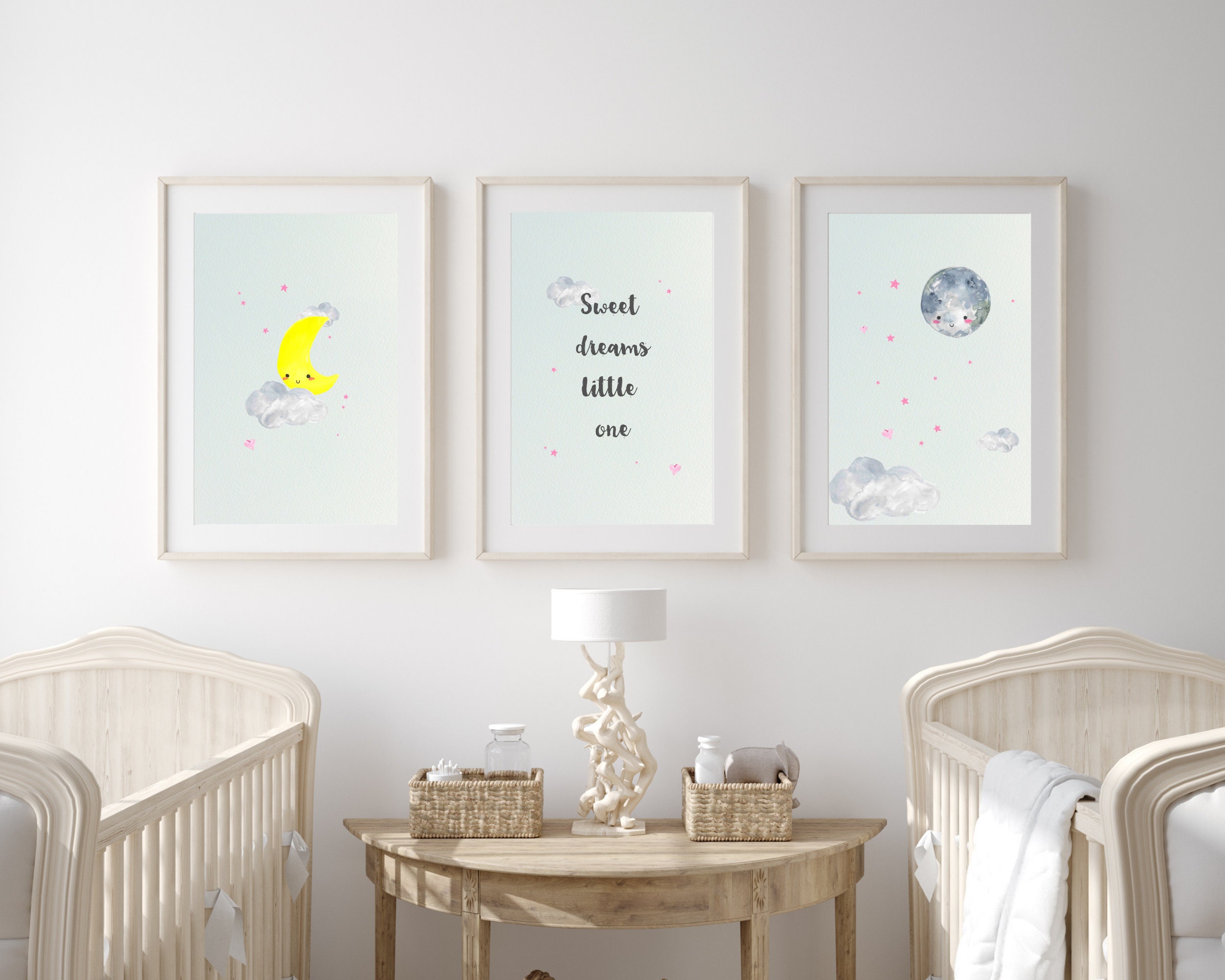 Moon Nursery Moon Nursery Decor Stars Prints Sweet Dreams Art Etsy