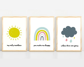 Rainbow print, Nursery decor for baby girl, Nursery wall art, Rainbow baby decor, Girls bedroom decor with rainbow art print, nursery prints
