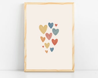 Boho Nursery Decor, Boho Nursery Print, Boho Heart Nursery, Boho Nursery Wall Decor, Kids Room Art, Playroom Decor, Baby Girl Room Wall Art