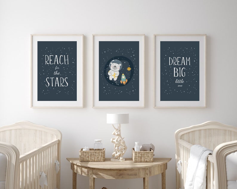 Space Nursery Wall Art Space Themed Nursery Decor Art for Baby Etsy