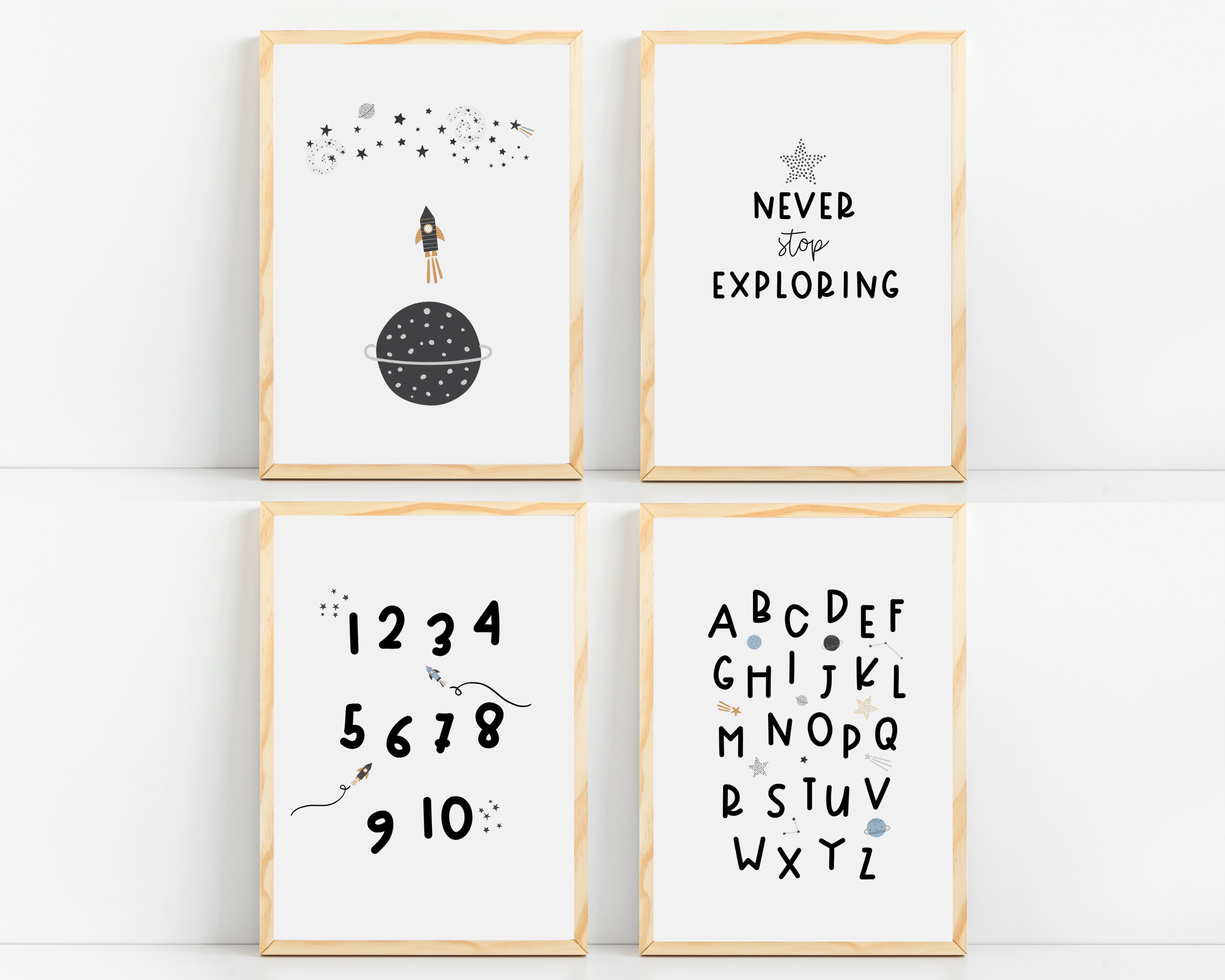Space Poster Playroom Decor Space Alphabet Art Print Space nursery ...