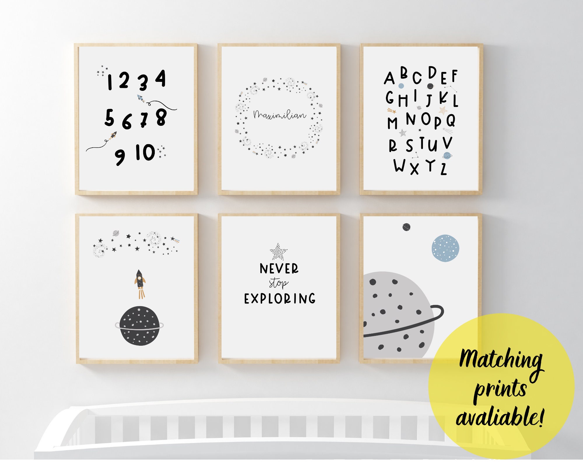 Personalized Space Nursery Wall Art Space Themed Nursery Decor Etsy