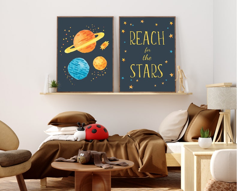Space Themed Nursery Prints Outer Space Nursery Decor Nursery Etsy