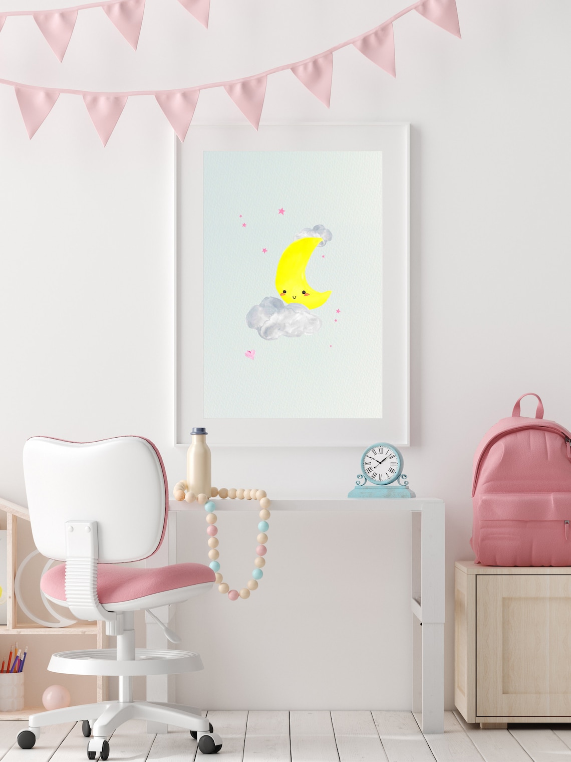 Moon nursery decor Stars nursery decor prints Clouds wall Etsy