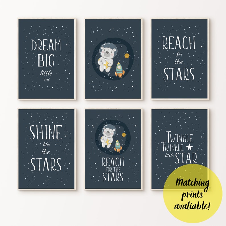 Space Nursery Wall Art Space Themed Nursery Decor Art for Baby Etsy