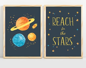 Space nursery print Space themed nursery Boy nursery decor Outer space decor Kids wall art Baby nursery wall art Nursery prints Playroom art