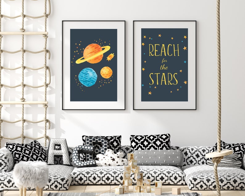 Space Themed Nursery Prints Outer Space Nursery Decor Nursery Etsy