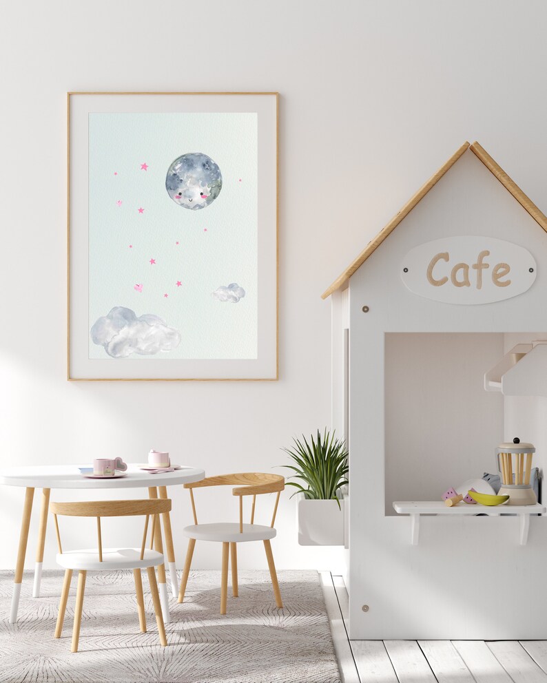 Moon Nursery Decor Stars Nursery Decor Prints Clouds Wall Etsy
