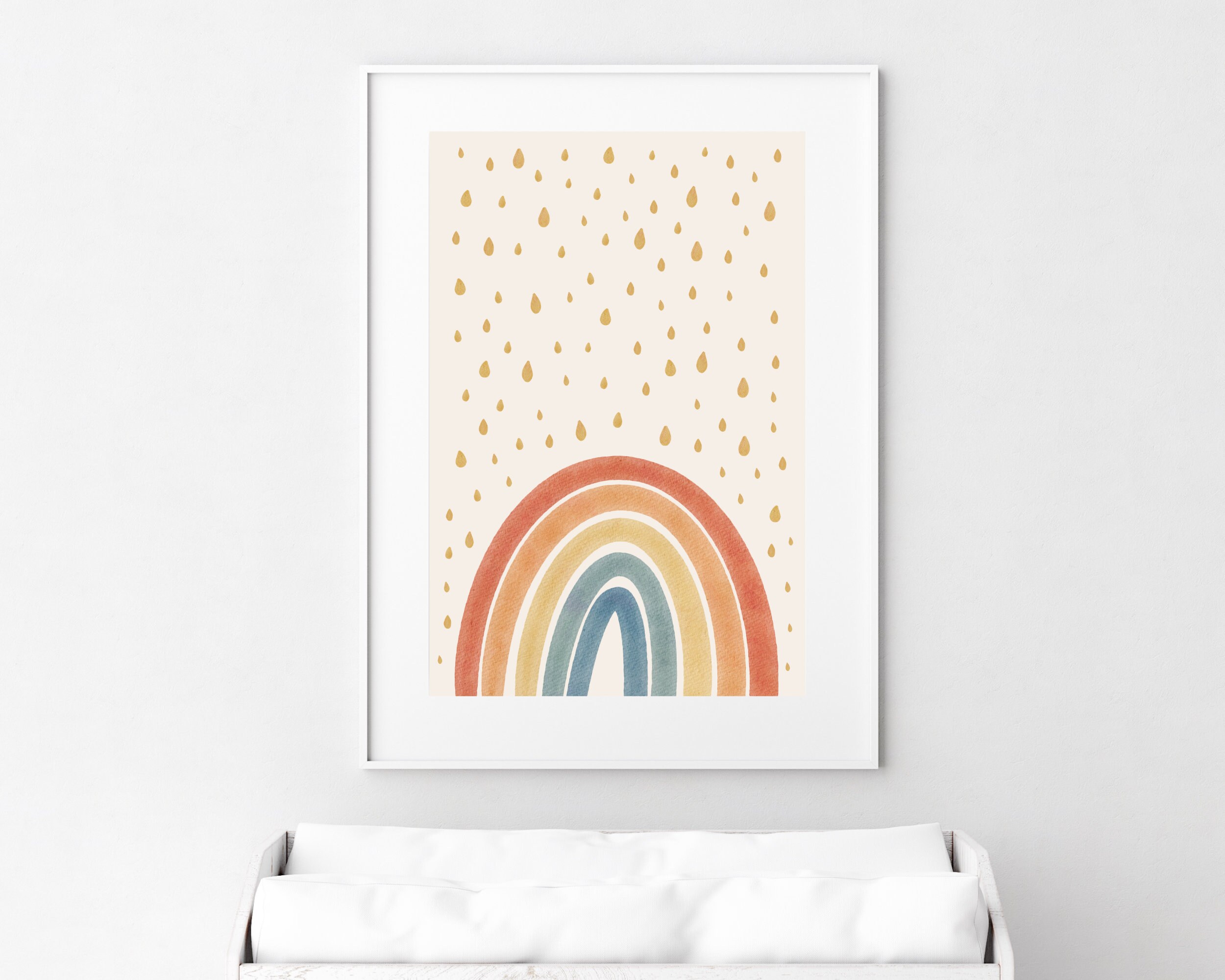 Rainbow Boho Nursery Decor Printable Wall Art, Baby Girl Room Rainbow ...