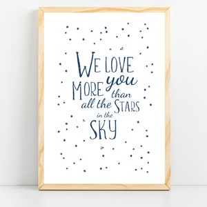 Space nursery print, Space themed nursery, Outer space baby room, We love you more kids wall art, Playroom decor, Toddler room printable art