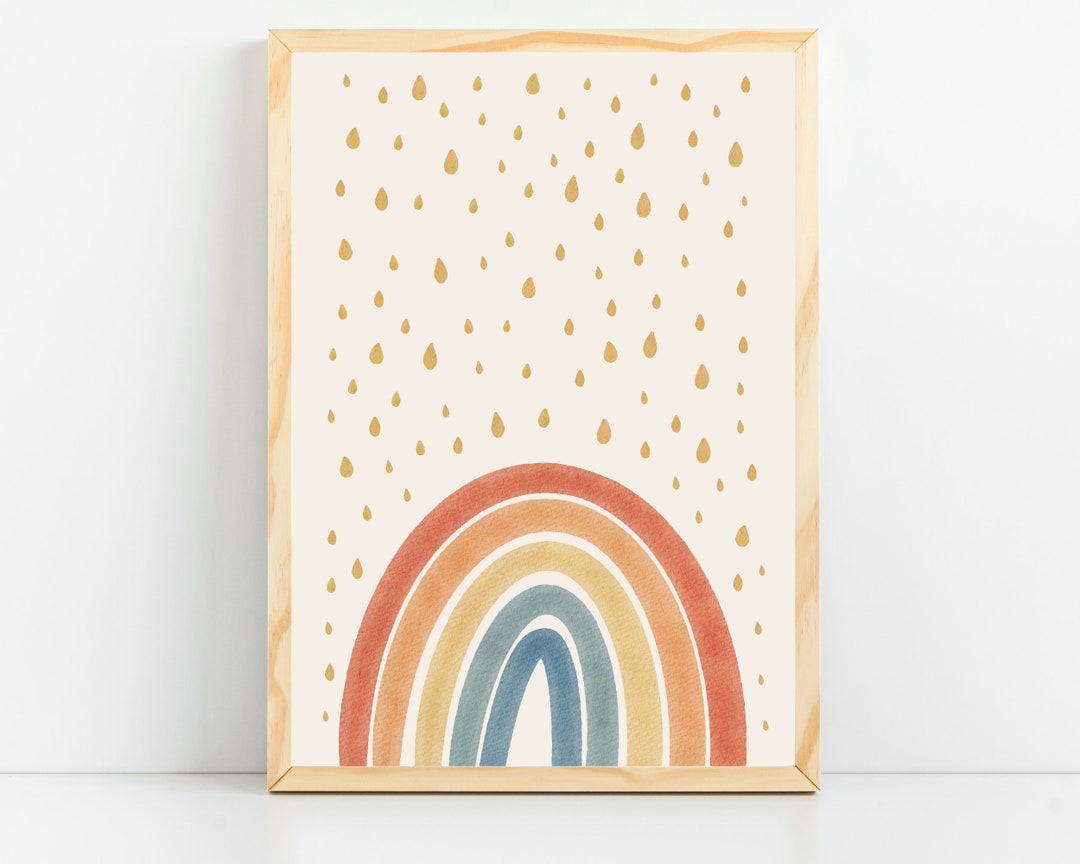 Rainbow Boho Nursery Decor Printable Wall Art, Baby Girl Room Rainbow ...