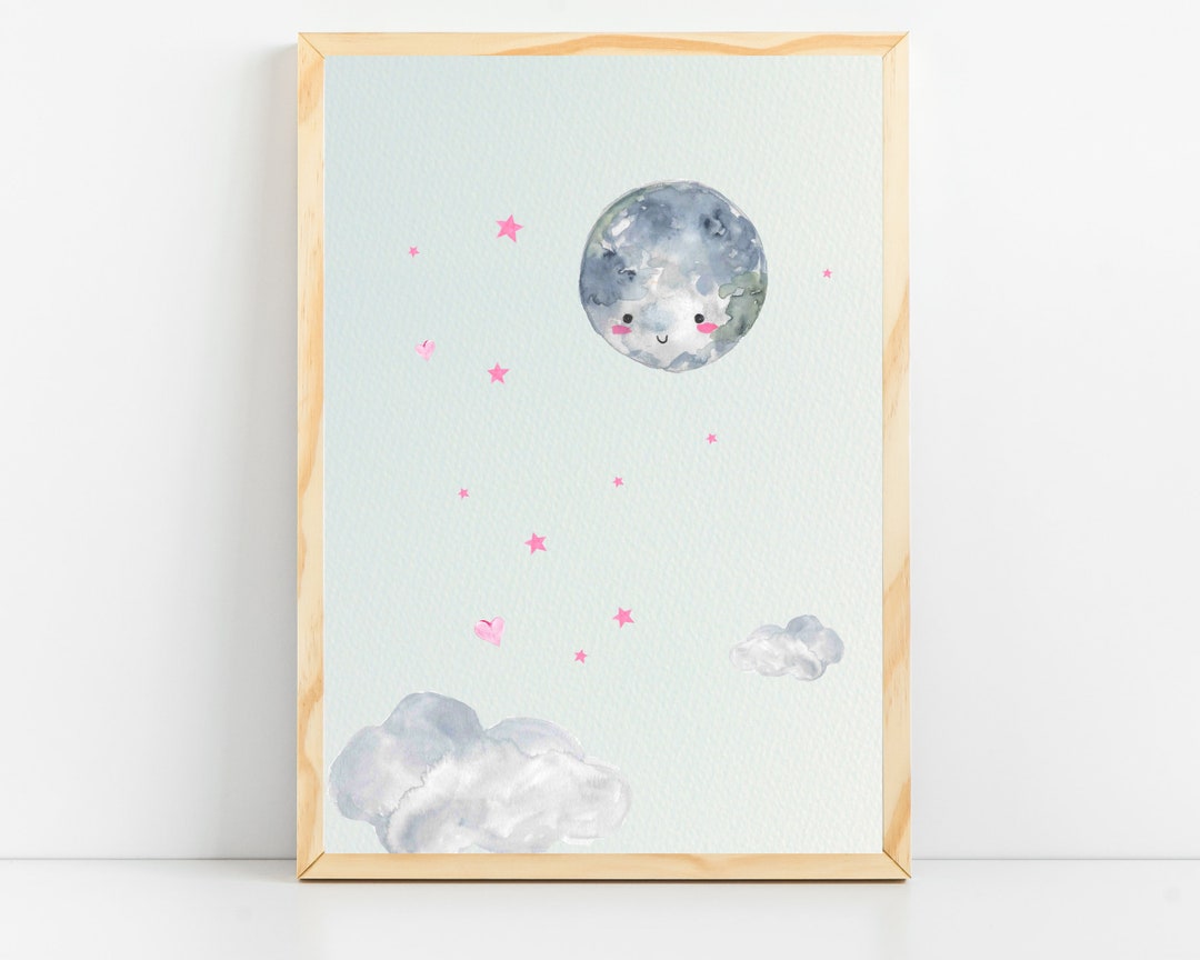Moon Nursery Decor | Stars Nursery Decor Prints | Clouds Wall Art for ...