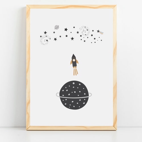 Space Nursery Art Outer Space Themed Nursery Wall Art Baby Boy Etsy