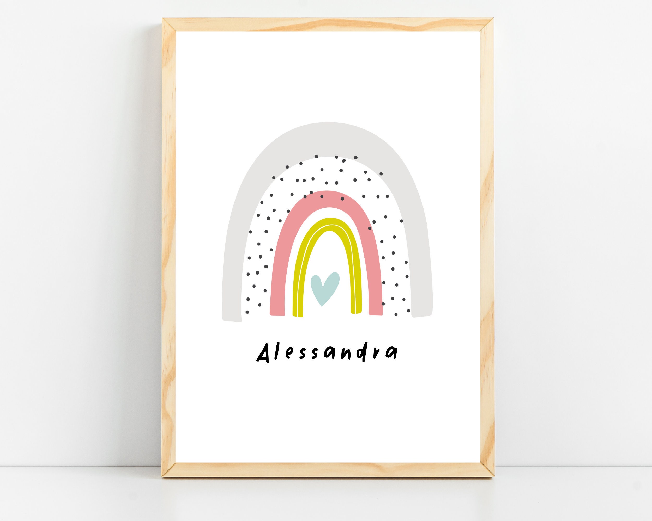 Personalized rainbow print Nursery decor for baby girl Etsy