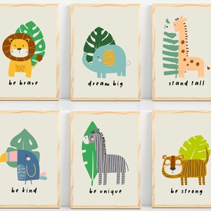 Nursery wall art safari nursery prints set of 6 prints baby animal prints nursery decor playroom wall art nursery wall decor baby boy girl