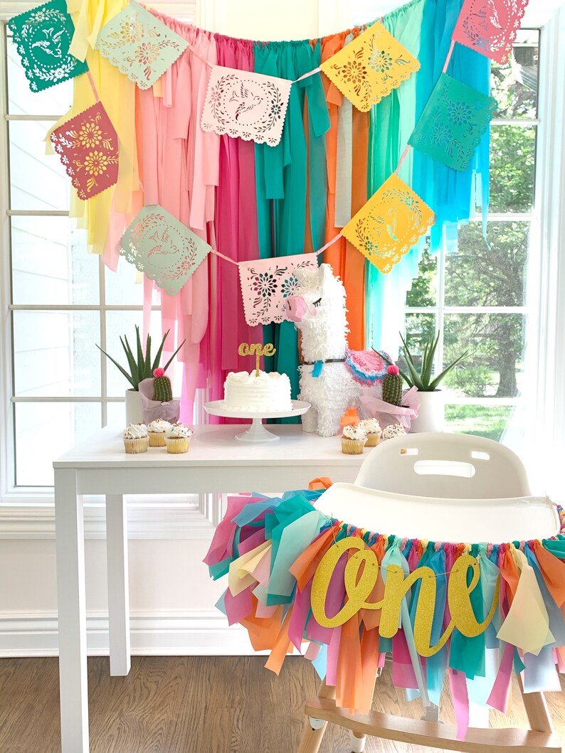High Chair Garland Fiesta High Chair Banner First Birthday Etsy