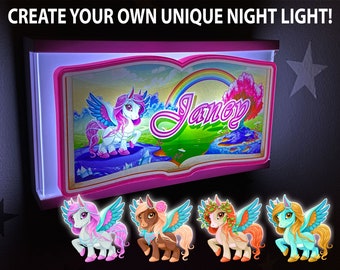 Personalized Pegasus Night Light, Pegasus Night Light, Pony Kid's Bedroom Decor Children's Light, Kids Bedroom, Girls Room, 3D Light