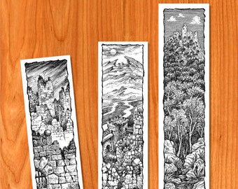 Set of 3 bookmarks "Gothic Tales". Trois marque pages "Histoires Gothiques"