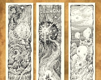 Lot de 3 marque-pages "Abominations" pour vos livres d'horreur. Trois marques pages horreurs de Lovecraft.