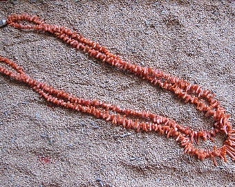 Vintage Branch Coral Necklace, Sterling Silver Cones, 14"