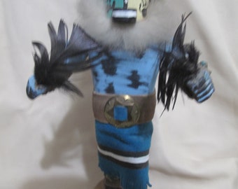 Muñeca Kachina Hototo Hopi vintage – Década de 1980. Firmada por K. James, 9 pulgadas.