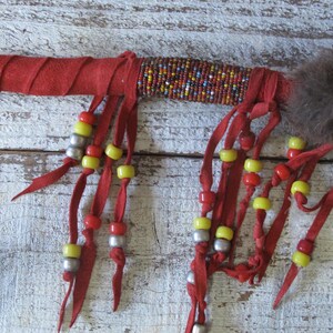 Rawhide Rattle Pattern Native American navajo Ceremonial Rawhide Rattle W/feathers, Fur, Seed ...