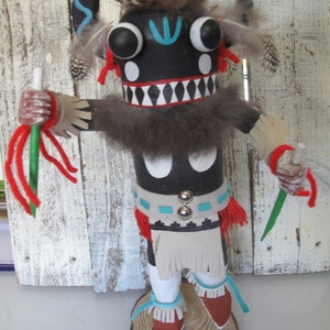 Vintage 1970s early 80s Black Ogre Kachina - 15&quot; Tall / Signed &quot;Beanally&quot; Black Ogre Kachina
