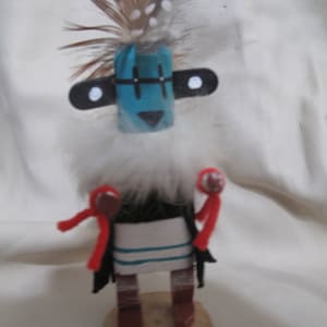 Vintage 70&#39;s &quot;Long Horn&quot; Kachina by Hopi carver M.C - 4 1/2&quot; Plus &quot;Flying Singer&quot; Kachina by Hopi carver S.T -6&quot; Great Kachina set!
