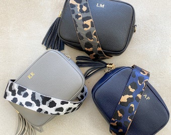 Personalised Crossbody Bag with Tassel | Real Leather bag | Initial Bag | Monogram bag