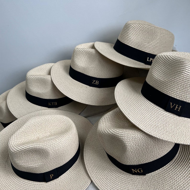 Chapeau de paille Fedora personnalisé Chapeau Panama Chapeau de paille personnalisé Chapeau de plage personnalisé image 3