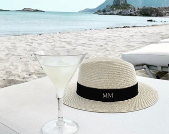 Personalised Fedora Straw Hat | Panama Hat | Personalised Straw Hat | Foldable Summer Hat  | Personalised Beach Hat