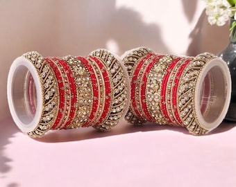 Juego de brazaletes de novia indios en colores vibrantes, joyas indias, brazaletes paquistaníes, juego de brazaletes de Bollywood, joyas de boda tradicionales, juego de 2