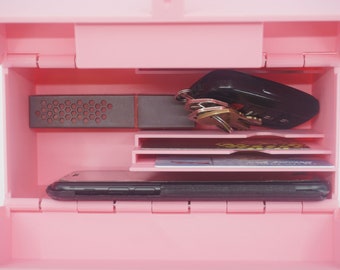 Organized Clutch Purse - Built-in Wallet, Sturdy, Dividers, Minimalist, 3D Printed - Small Handbag - Pink