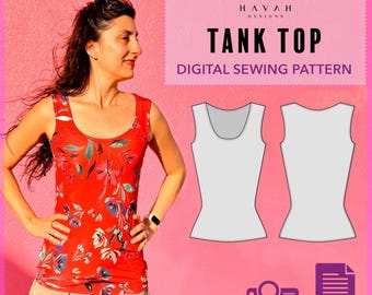 Tank Top Sewing Pattern: Easy PDF with Video Tutorial (XXS-XXL)