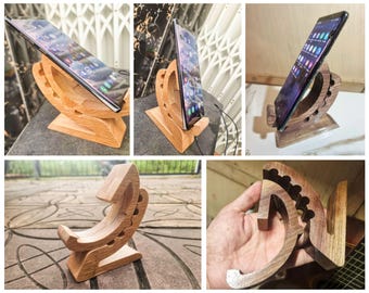 Handcrafted Wooden Cell Phone Stand Adjustable Desktop Dock
