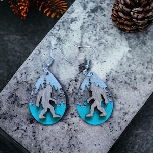 Bigfoot Dangle Earring Sasquatch Jewelry Gift Idea Conversation Starter Cryptid Design Statement Piece Woodland Monster Mythical Creature