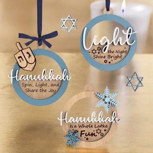 Hanukkah Ornaments – Choose Dreidel, Snowflake, or Light Design | Festive Holiday Decor | Handmade and Unique Jewish Celebration Gift
