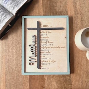 Scripture Wall Art Nursery Decoration Child God Sign Christian Boy Room Display Baptism Gift Idea Wood Cross Design Faith Affirmation Message Religious Wall Hanging Inspirational Saying Meaningful Present Special Occasion Gift Beautiful