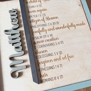 Faith Affirmation Display Child God Sign Christian Wall Art Scripture Verse Decoration Boy Room Nursery Design Wood Cross Construction Religious Wall Hanging Baptism Gift Idea Inspirational Message Meaningful Present Special Occasion Gift