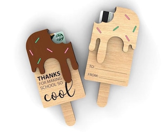 Teacher Gift Card Holder Wooden Appreciation Idea Thank You Present End Year Keepsake Personalized Name Custom Design Classroom School