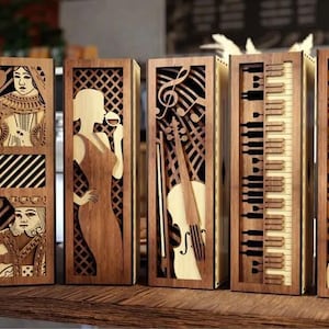 Personalisierte Wein- oder Champagnerbox aus Holz mit Musikmotiv – Hochzeitsgeschenk mit individueller Gravur – Flaschenhalter – Geschenk zum Jahrestag