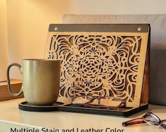 Soporte para libros personalizado, organizador de mesita de noche, mesita de noche, estación de lectura, soporte de madera de arce para tableta, soporte para gafas, accesorio de escritorio, estación de carga