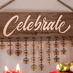Custom Family Birthday Calendar: Wooden Wall Hanging with Shapes