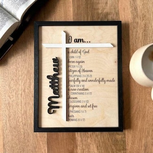 Personalized Child of God Sign, Bible Verse Wood Cross Baptism Gift, Confirmation First Communion Present, Christian Wall Art Scripture image 13